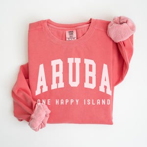 Sudadera Aruba Comfort Colors con cuello redondo de Aruba, viaje en crucero de despedida de soltera a las Bahamas, viaje familiar a juego, regalo de viaje de recuerdo de Aruba