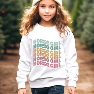Youth Horse Sweatshirt Kids Horse Back Riding Crewneck, Cute Childrens Animal Lover Gift, Horse Lover Sweatshirt, Horse Back Riding Gift,