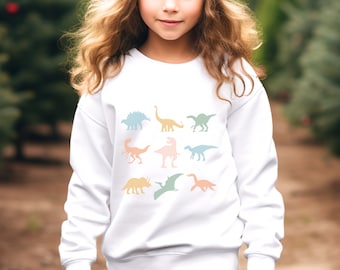 Youth Dinosaur Sweatshirt Kids T-Rex Crewneck, Cute Childrens Shirt Gift, Dinosaur Lover Sweatshirt, T-Rex Gift,