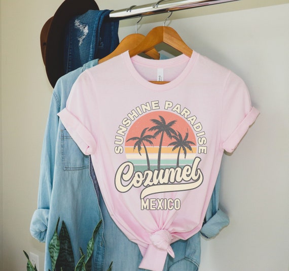 PALMVILLAGES SOUVENIR Tシャツ Cozumel Shirt Mexico Souvenir Tee, Palm Tree Retro Sunset Shirt