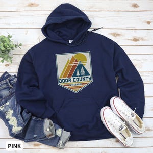 Door County Hoodie, Wisconsin Sweatshirt, Door County Souvenir, Door County Gift, Travel Gift Retro Mountain Door County