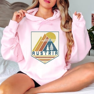Austria Hoodie, Austria Sweatshirt European Hoodie, Austria Gift Souvenir, Group Matching Travel Gift, Ski Mountain Vacation Austria Hoodie