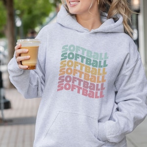 Softball Sweatshirt, Sports Hoodie Softball Gift, Softball Retro Womens Hoodie Athlete Gift, Sports Gift, Team Mom Sweatshirt, Teen Softball