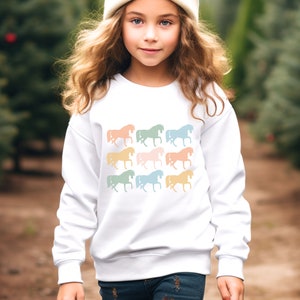 Youth Horse Sweatshirt Kids Horse Back Riding Crewneck, Cute Childrens Animal Lover Shirt Gift, Horse Girl Sweatshirt, Horse Back Riding