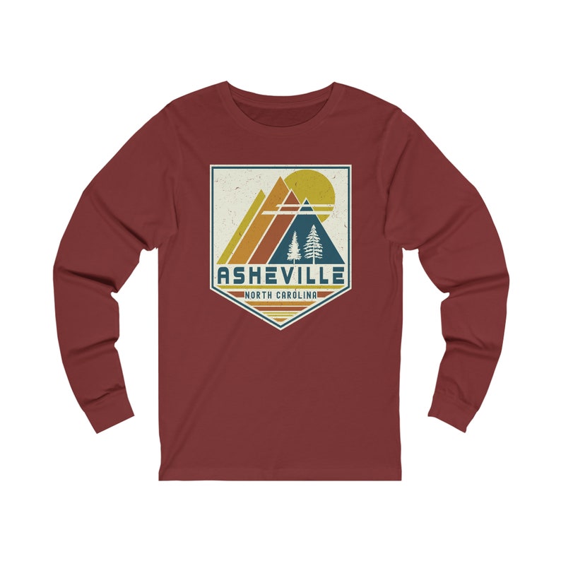 Asheville Long Sleeve T-Shirt North Carolina Long-Sleeved Shirt, Asheville Souvenir Gift, Travel Gift, Matching Family Retro Ski Travel Tee image 5