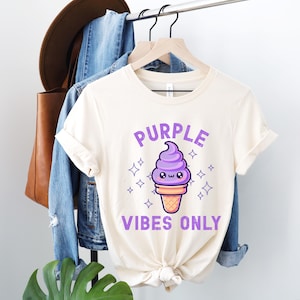 Ube Shirt, Purple Vibes Fillippino Essen T-Shirt, Ube Liebhaber Geschenk, Lustiges Essen Shirt, Chill Ube Ästhetik T-Shirt, Kawaii Eis Tee, Lila Essen T-Shirt