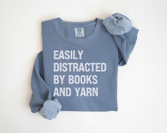 Grappig breitrui, gemakkelijk afgeleid door boeken te breien, comfortabele kleuren garen ronde hals, boekenliefhebber breit trui grappige cadeaulezer