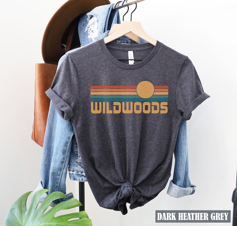 Wildwoods New Jersey Retro T-shirt, Strandsemestertröja Dark Grey Heather