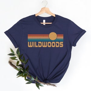 Wildwoods New Jersey Retro T-shirt, Strandsemestertröja Navy