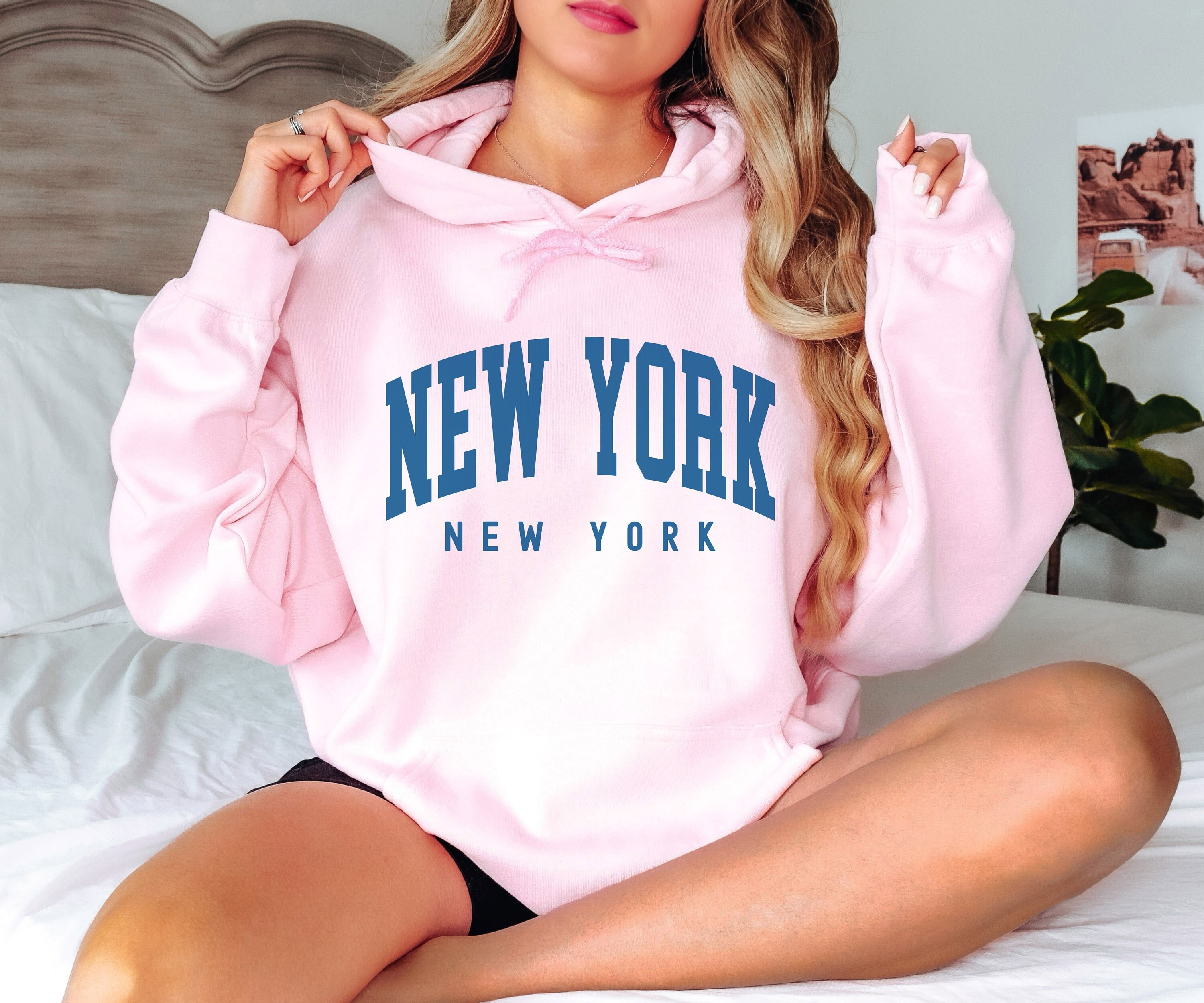 New York Hoodie Pink - Etsy
