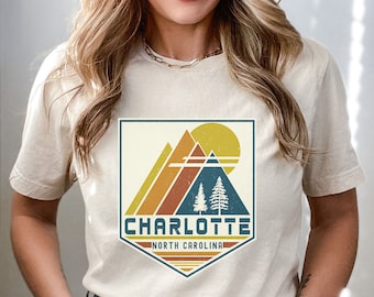 Charlotte Shirt North Carolina Shirt, Charlotte Souvenir Gift, Travel Gift, Matching Family, Retro Ski North Carolina, Graphic Travel Tee