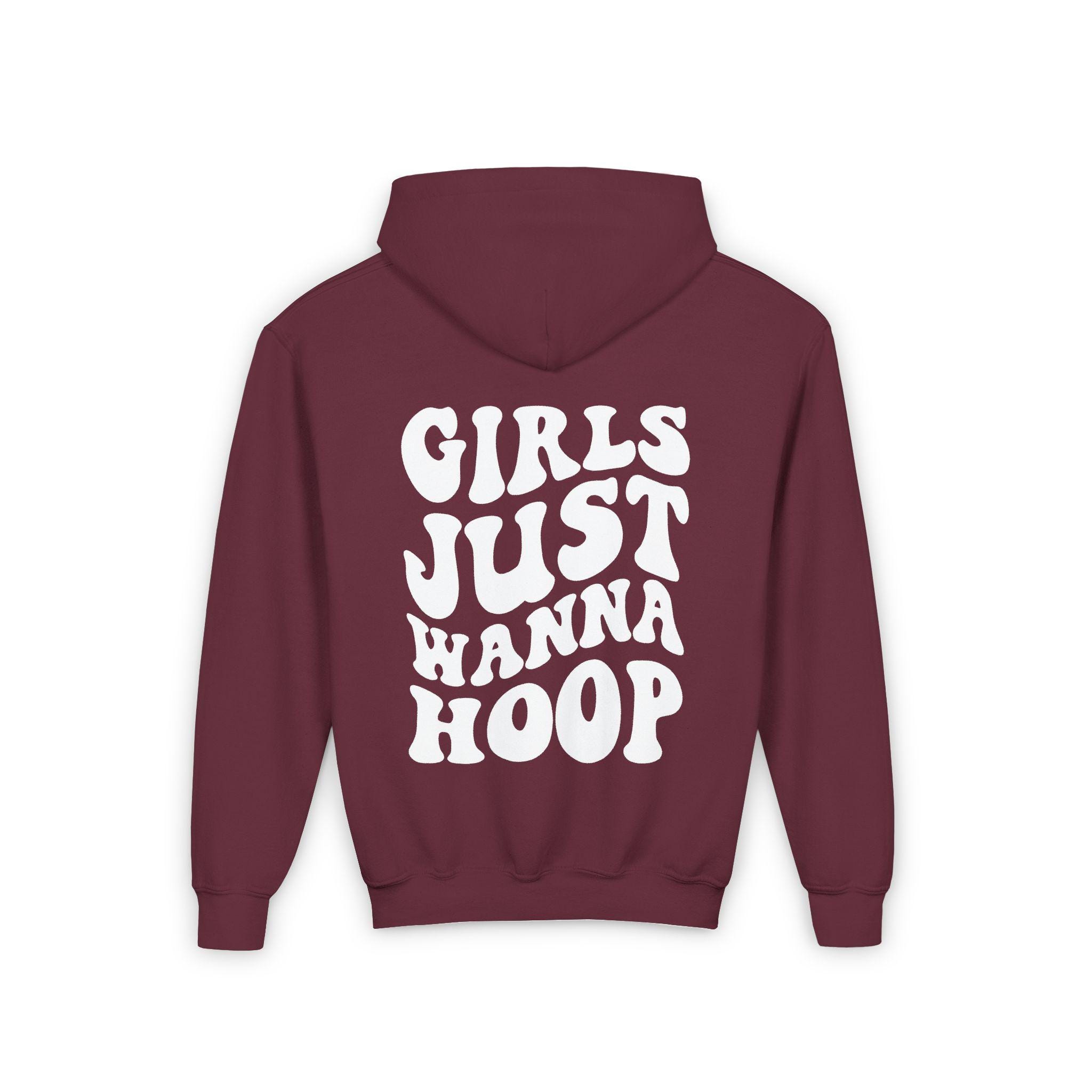 Youth Girls Just Wanna Hoop Basketball Hooded Sweatshirt for