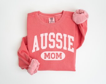 Felpa con cappuccio Aussie Mom, felpa con cappuccio Comfort Colors Dog Mom, regalo per gli amanti dei pastori australiani, felpa con cappuccio Sport Dog