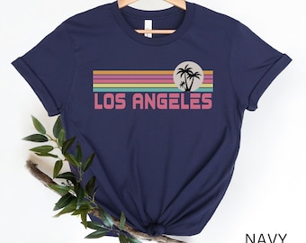 Los Angeles Shirt, Beach Shirt, Retro Sunset Travel Tee, California Vacation, Palm Tree Shirt, Honeymoon Gift, Vacation Shirt, Cali Tee, LA