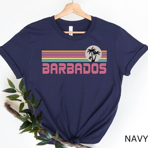 Barbados Shirt, Beach Shirt, Retro Sunset Travel Tee, Barbados Vacation, Palm Tree Shirt, Honeymoon Gift, Vacation Shirt, Island Tshirt