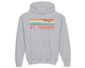 Sudadera con capucha de St. Thomas para jóvenes, sudadera con capucha del Caribe, recuerdo de vacaciones en St. Thomas, camiseta de crucero a juego con la familia
