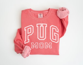 Sweat-shirt confortable aux couleurs de maman carlin, cadeau pour amateur de carlin, nouveau col ras du cou maman chien, cadeau chiot pour maman chien, cadeau pour maman chien
