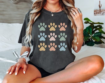 Dog Shirt, Comfort Colors Dog Shirt, Dog Lover Gift, Dog Lover Present Rescue Mom Tee, Dog Comfort Colors TShirt, Dog Mama Tee Paw Print