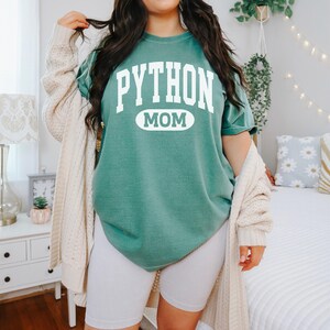 Python Mom Shirt, Comfort Colors Python Mom Tee, Reptile Mom Gift, Constrictor Snake Mama Light Green