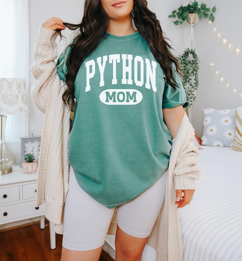 Python Mom Shirt, Comfort Colors Python Mom Tee, Reptile Mom Gift, Constrictor Snake Mama Light Green