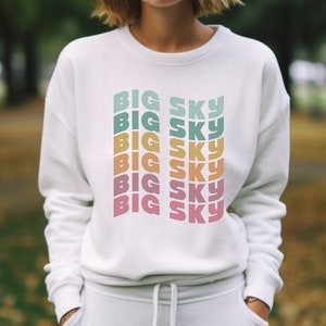 Big Sky Sweatshirt, Montana Hoodie Big Sky Gift, Big Sky Souvenir, Retro Womens Hoodie Travel Gift, Montana,