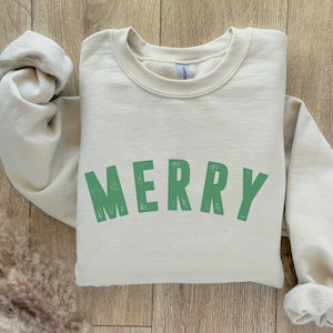 Merry Merry Christmas Sweatshirt, Simple Merry Christmas Crewneck, Womens Holiday Tee, Tis het kerstseizoencadeau, Holiday Mom Gift