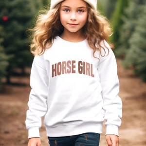Youth Horse Sweatshirt Kids Horse Back Riding Crewneck, Cute Childrens Animal Lover Shirt Gift, Horse Girl Sweatshirt, Horse Back Riding