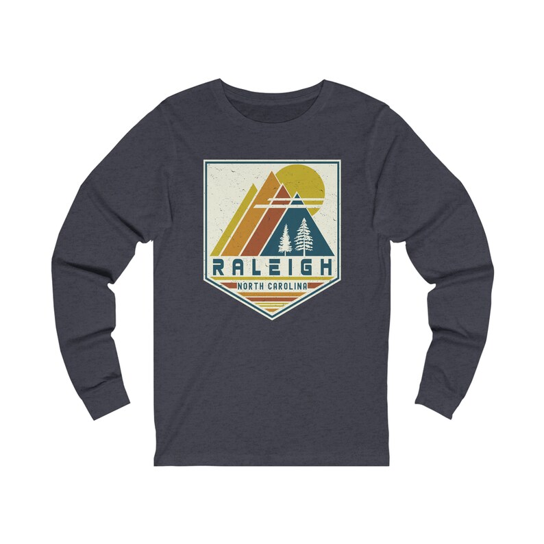Raleigh Long Sleeve T-Shirt North Carolina Long-Sleeved Tee Shirt, Raleigh Souvenir Gift, Matching Family, Retro North Carolina Graphic T image 7