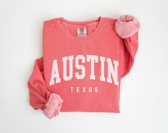 Bluza Austin Texas, bluza z okrągłym dekoltem w kolorach Comfort, prezent na wieczór panieński