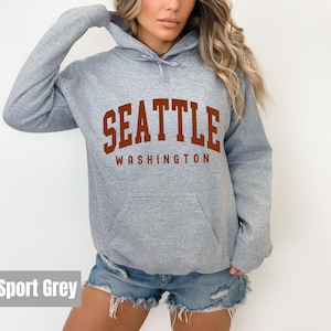 Seattle Sweatshirt, Seattle Hoodie Washington Sweatshirt, Gift Souvenir Seattle Football Baseball Fan Game Day, Vacation Hoodie Travel Gift
