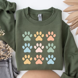 Dog Sweatshirt, Dog Lover Gift, Dog Mom Present Rescue Mom Tee, Paw Print Sweater, Dog Mama Crewneck