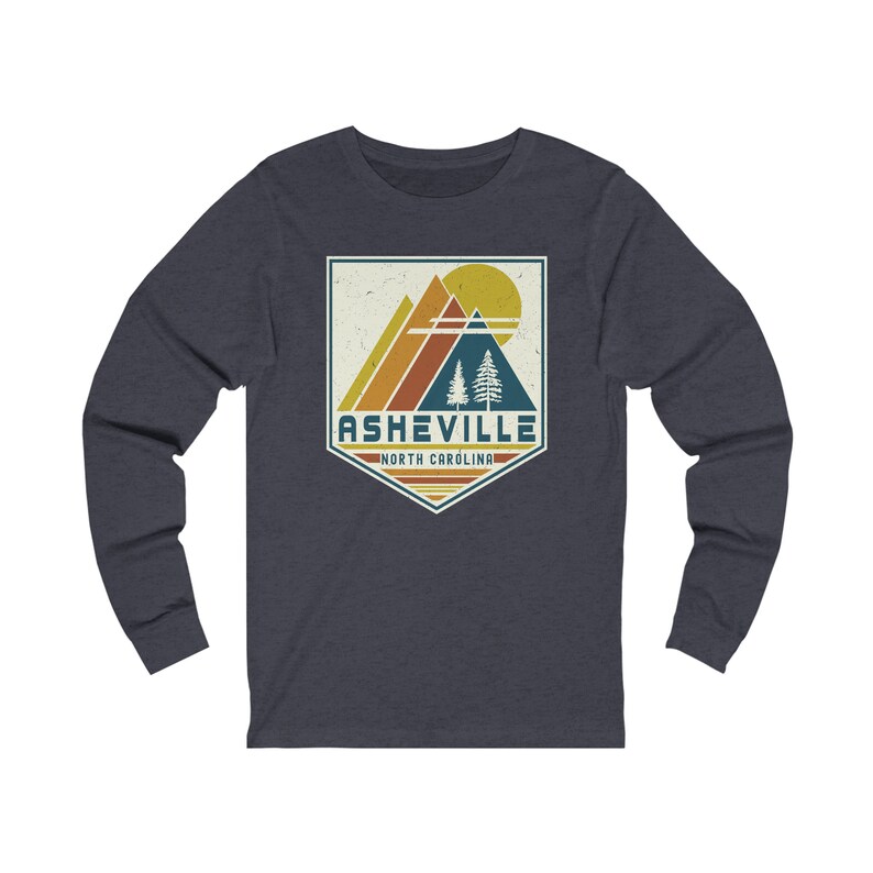Asheville Long Sleeve T-Shirt North Carolina Long-Sleeved Shirt, Asheville Souvenir Gift, Travel Gift, Matching Family Retro Ski Travel Tee image 7
