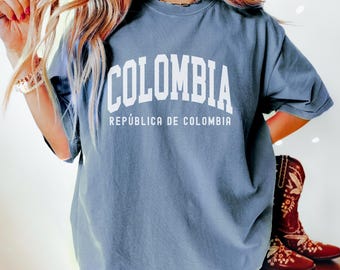 Shirt Colombia, comfortabele kleuren shirt Colombia Bogota, Colombia cadeau souvenir, voetbal sport-T-shirt dames, groepsshirts reiscadeau