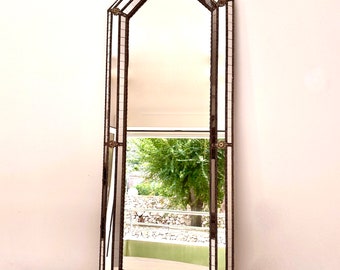 Long Slender Vintage Venetian Triple Bordered Mirror Handcrafted Granada Vintage 1960s 1 Mtr (40") tall