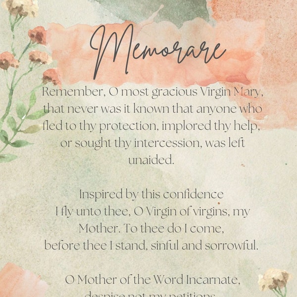 Memorare Prayer Printable Etsy