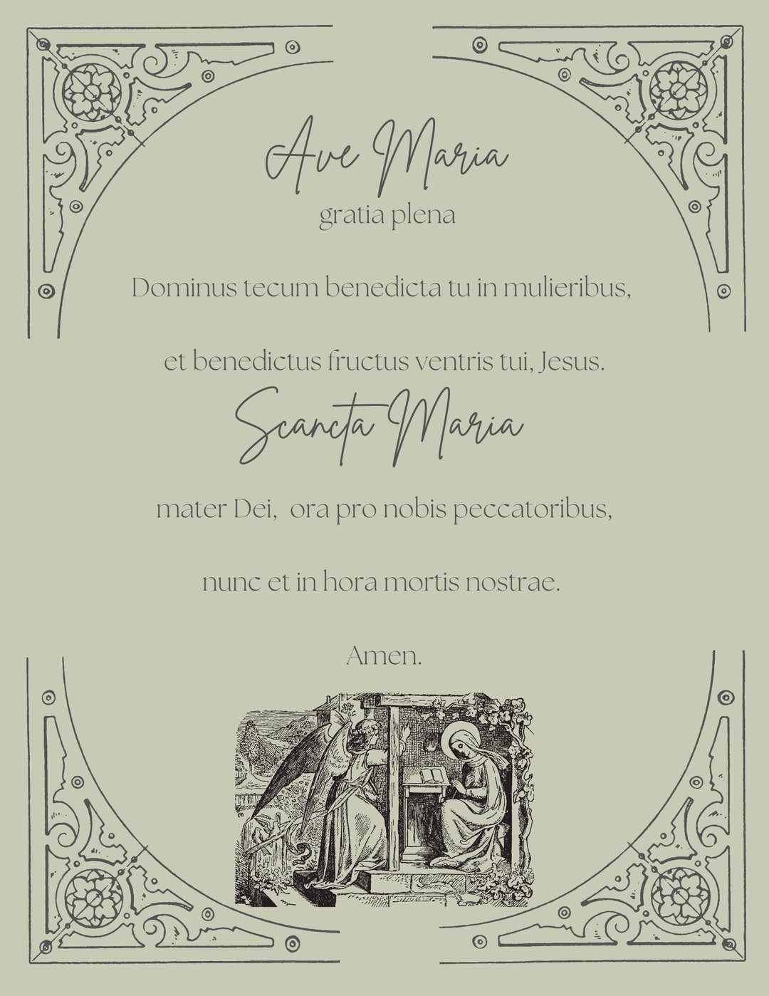 Ave Maria Prayer Card - Etsy