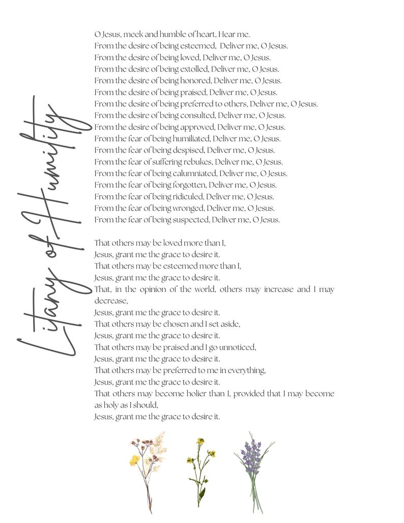 Litany of Humility Printable Etsy Litany of Humility Printable Etsy