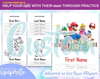 Printable Custom Name Worksheet | Brothers | Help your Child with their name through practice | Digital Paperette