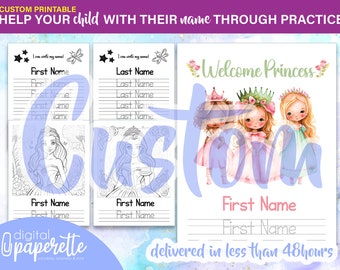 Printable Custom Name Worksheet | Help your Child with their name through practice | Digital Paperette