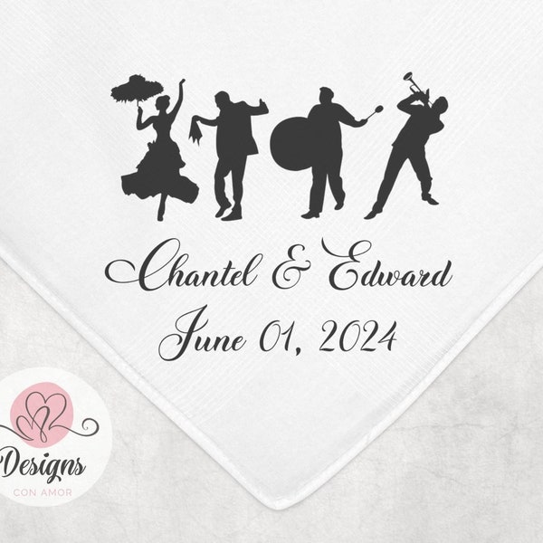 Second Line Parade Wedding Handkerchief | Traditional Second Line Handkerchiefs | Personalized Wedding/Event Favor | 14x14 in.