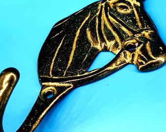 Brass Wall Hook Horse Vintage Mid Century Equestrian Western Farm