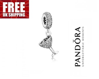 Dangle Charm Pandora Pavé Cocktail Glass Trending Rhinestone Bracelet Charms for Womens Birthday Stunning Silver Jewellery Gifts