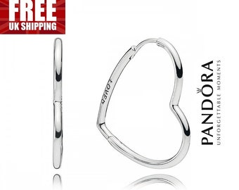 Pandora Asymmetrical Heart Large Hoop Earrings, Sterling Silver Women Jewellery, Ladies Everyday Earrings, Love Jewellery, Gift For Women