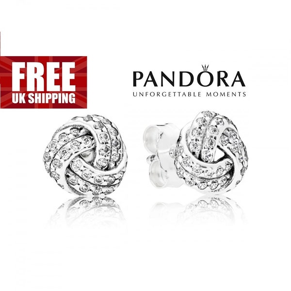 Sterling Silver Pandora Stud Earrings, Shimmering Knot Stud Earrings, Women Earrings, Cubic Zirconia Earrings, Everyday Earrings, S925 ALE