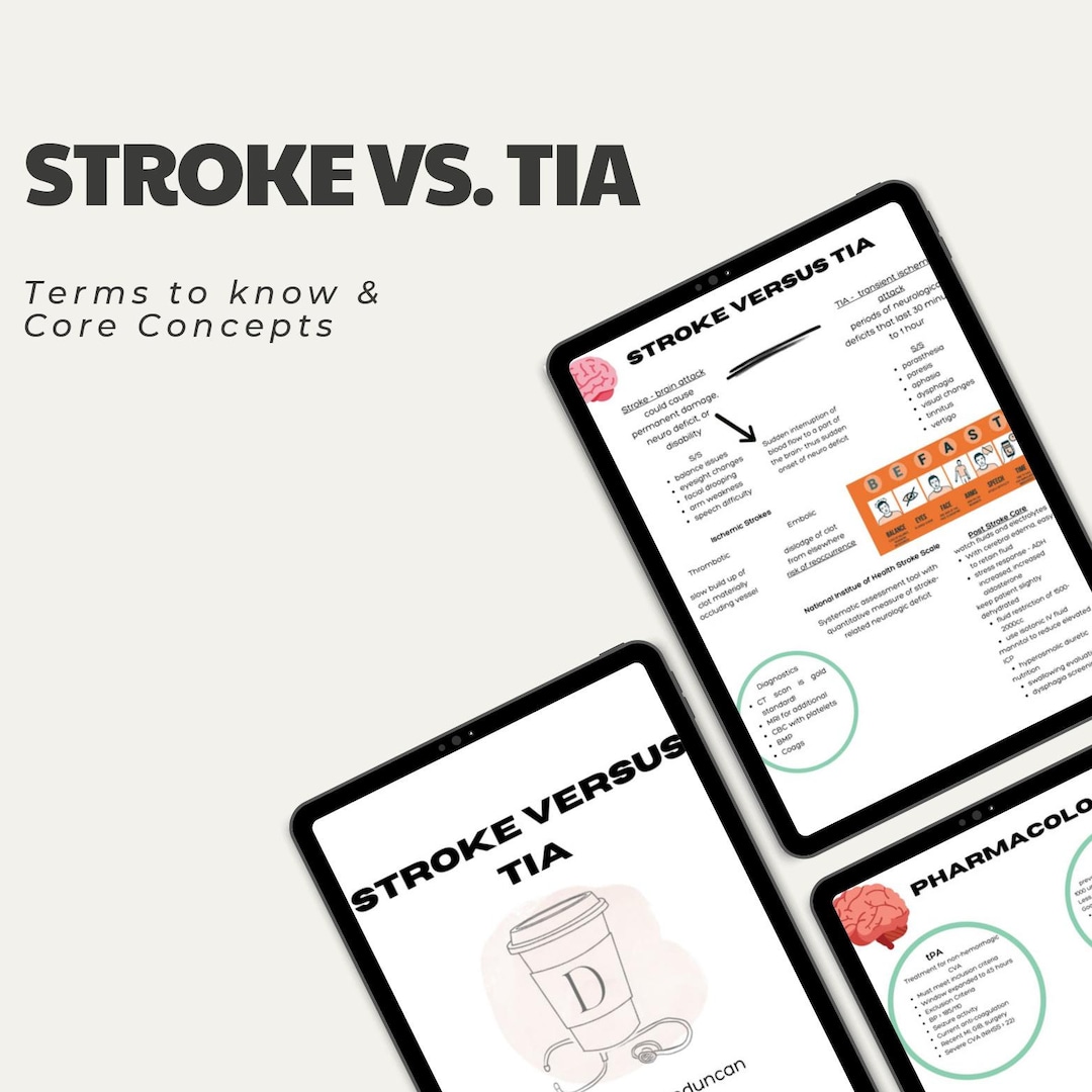 Stroke Vs Tia Cheat Sheet Ischemic Stroke Neuro Clot Etsy