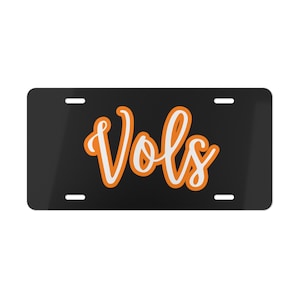 Orange White and Black Vols Vanity Plate | University of Tennessee Vanity Plate | Aluminum Vanity Plate | 12 x 6 Vanity Plate | Custom