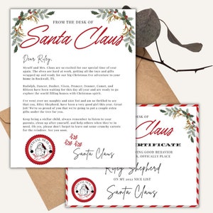 Carta PERSONALIZADA de Santa, Plantilla Editable, Certificado de Piojos Bonitos / Plantillas de Navidad / Plantillas Canva / Descarga Instantánea