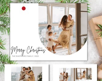 Ornament Christmas Photo Card Template: Editable Holiday Card (Canva, Instant Download)
