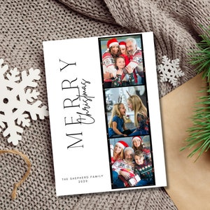 Filmrolle Weihnachtsfotokarte, Bearbeitbare Vorlage, Urlaubsfotokarte 2022 | Canva Template | Sofort Download