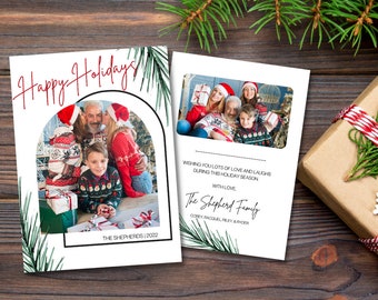 Editable Christmas Photo Card Template: Holiday Family Card (Canva, Instant Download)